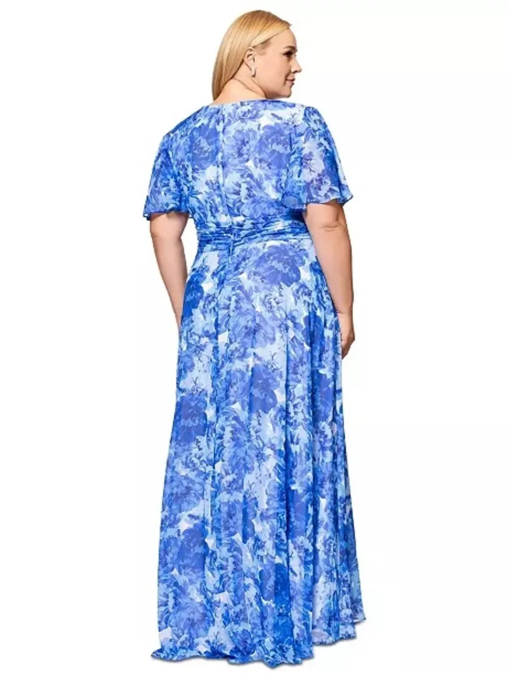 NWT Betsy & Adam Blue Plus Suze Floral Gown Size 20W 20